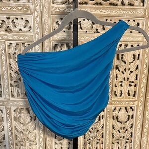 Tiger Mist Blue One-Shoulder Top